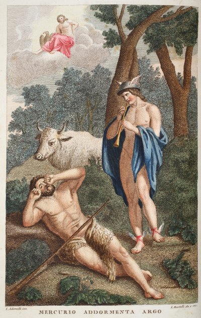 Mercury Puts Argus to Sleep, illustration from Ovid